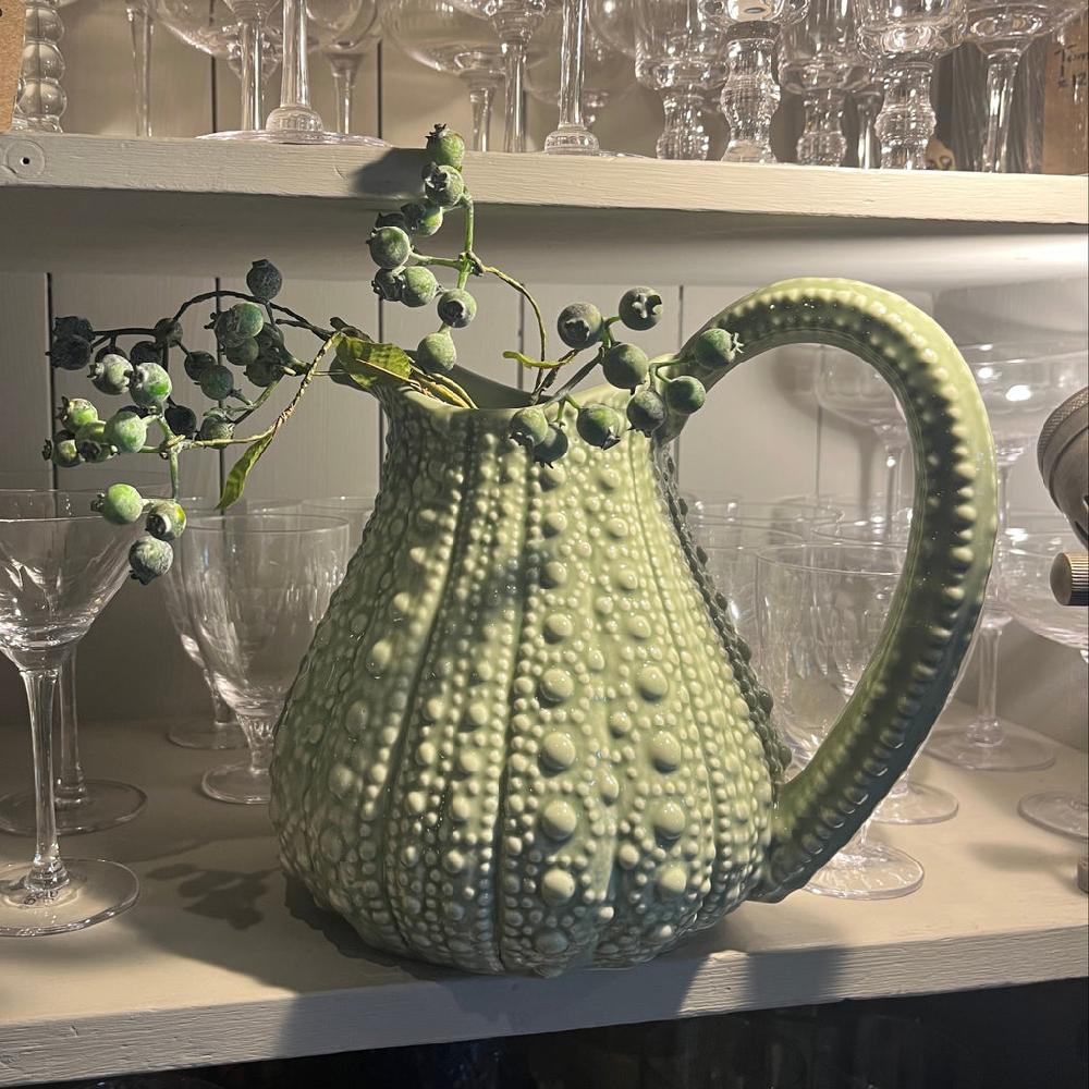 greige Ceramic Urchin Pitcher - Green