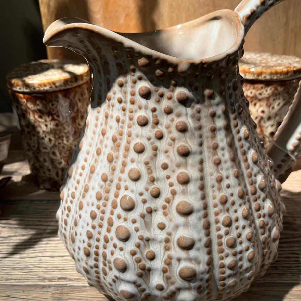 Greige Ceramic Urchin Pitcher - Malt