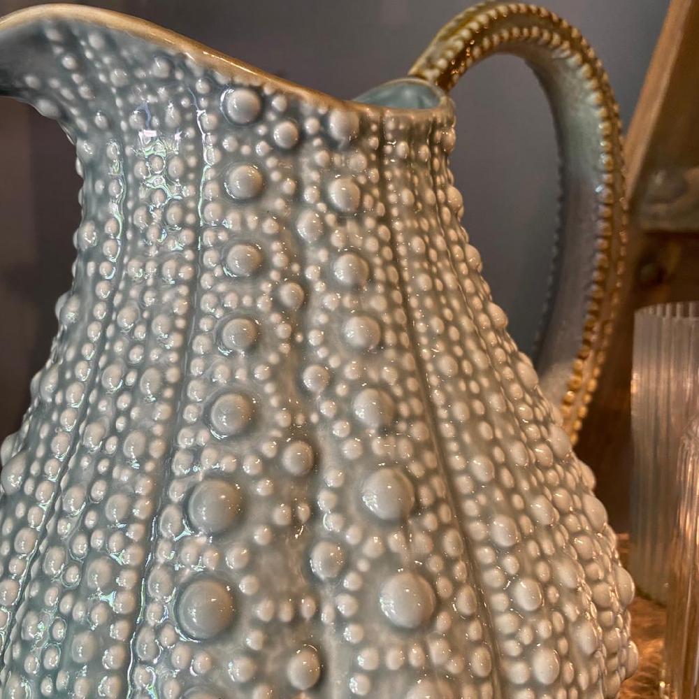 Greige Ceramic Urchin Pitcher - Pale Duck Egg