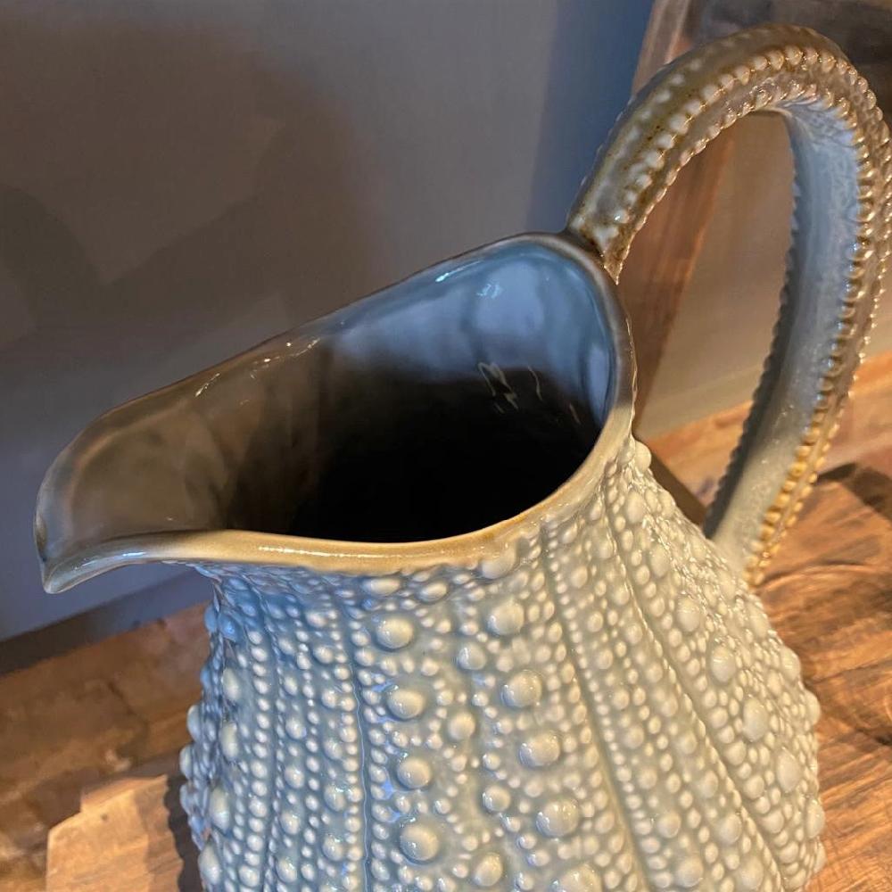 Greige Ceramic Urchin Pitcher - Pale Duck Egg