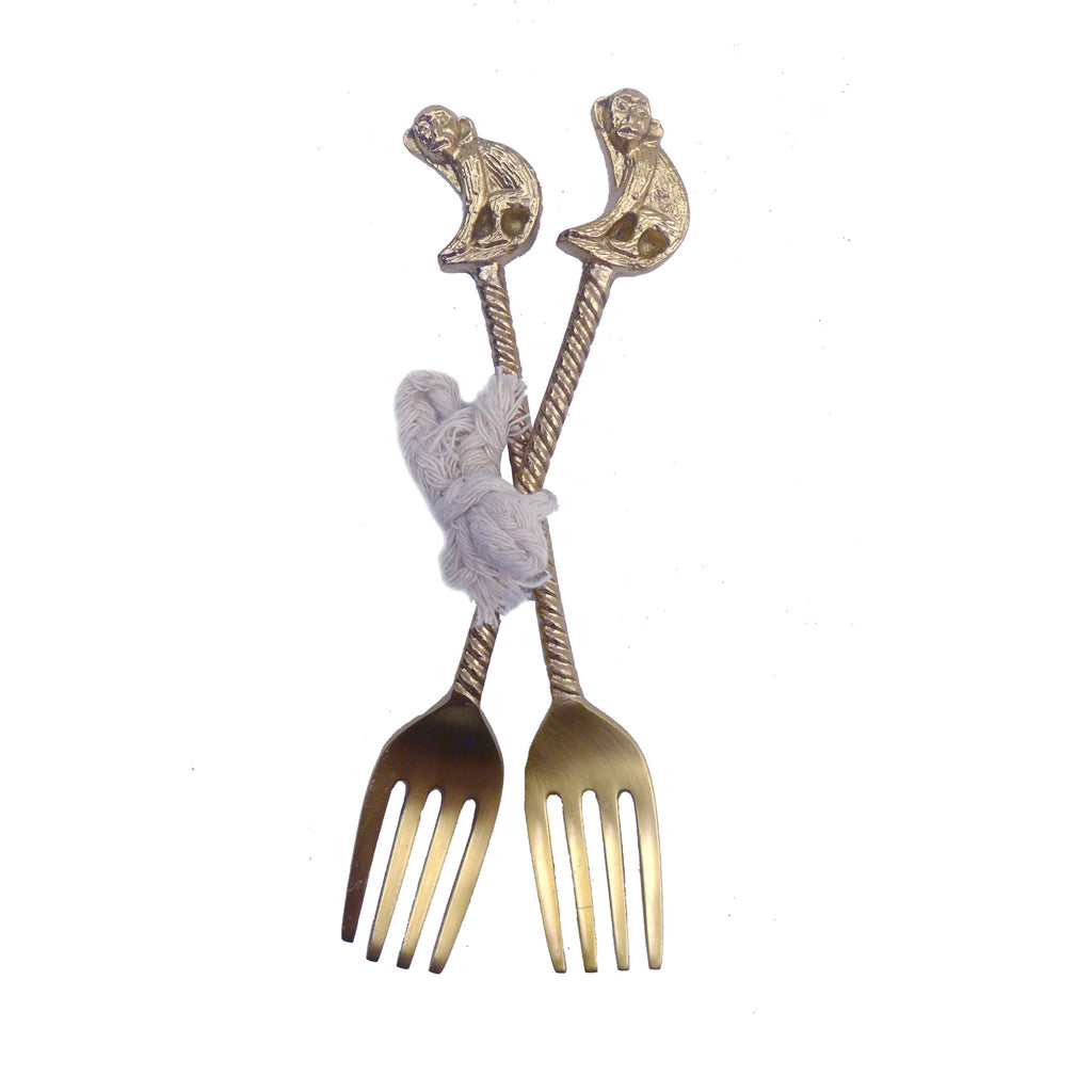 Greige Cheeky Monkey Dessert Forks - Set Of Two