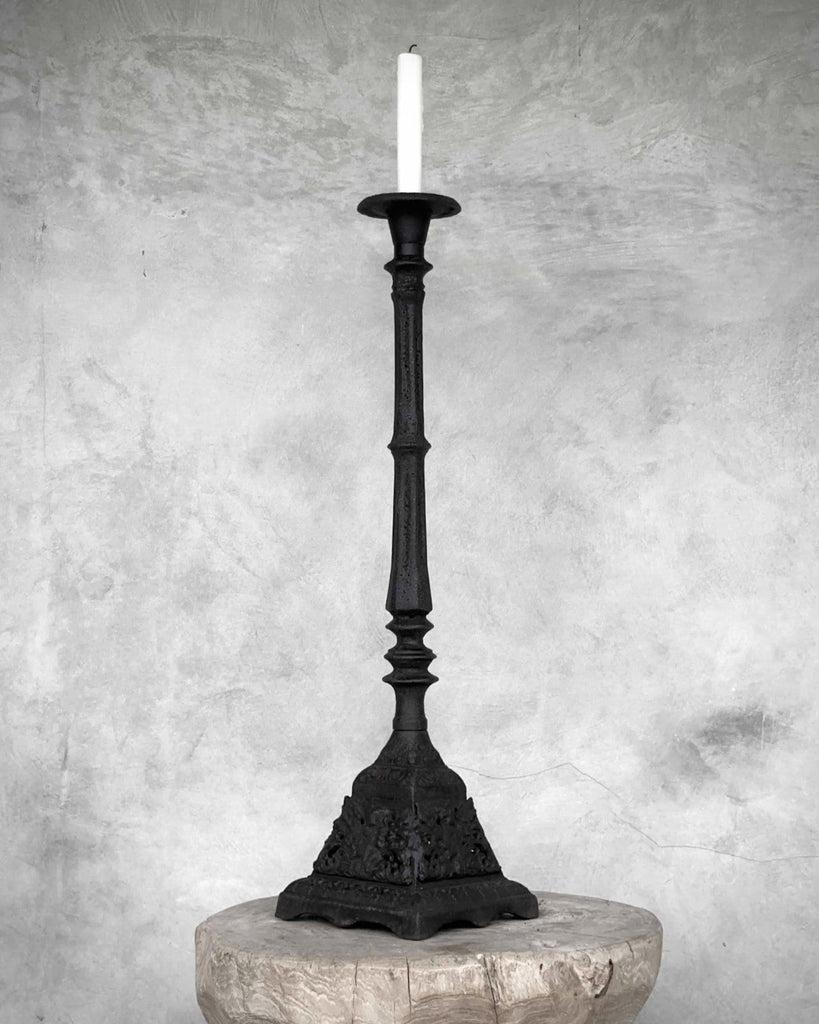 greige Chetal Tall Cast Iron Candlestick