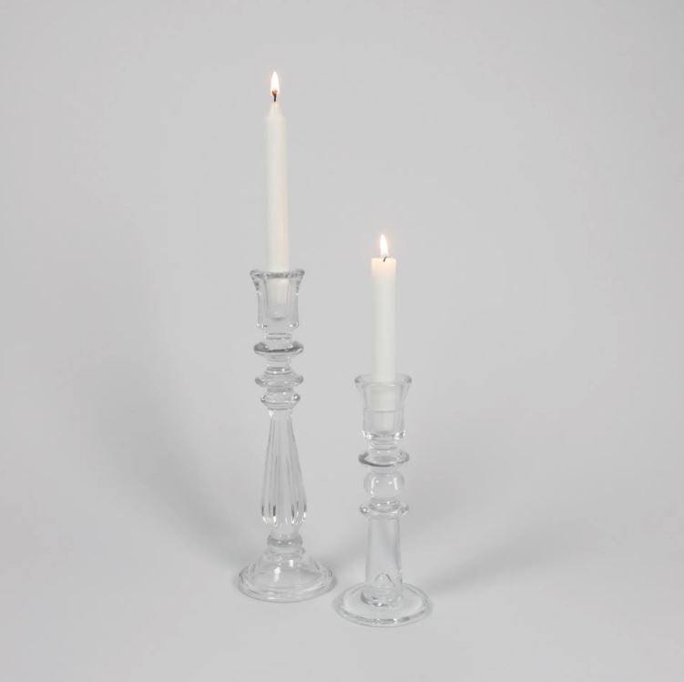 Greige Christelle Glass Candlestick - Olsson & Jensen