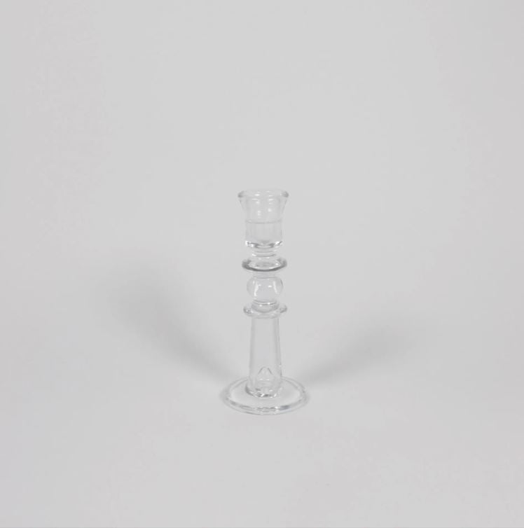 Greige Christelle Glass Candlestick - Olsson & Jensen
