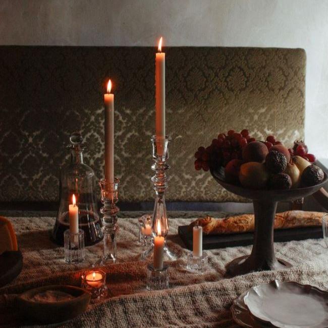 greige Christelle Glass Candlestick - Olsson & Jensen