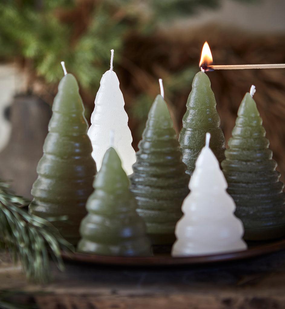 Greige Christmas Tree Candle - Ivory