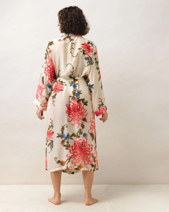 Greige Chrysanthemum Ecru Gown - One Hundred Stars