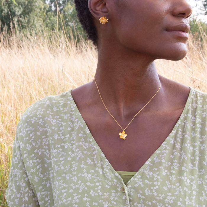 Greige Citrine Buttercup Necklace - Gold - Alex Monroe