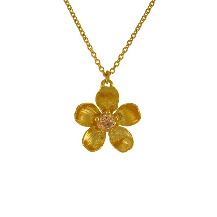 Greige Citrine Buttercup Necklace - Gold - Alex Monroe