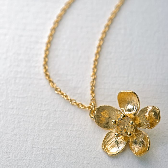 greige Citrine Buttercup Necklace - Gold - Alex Monroe