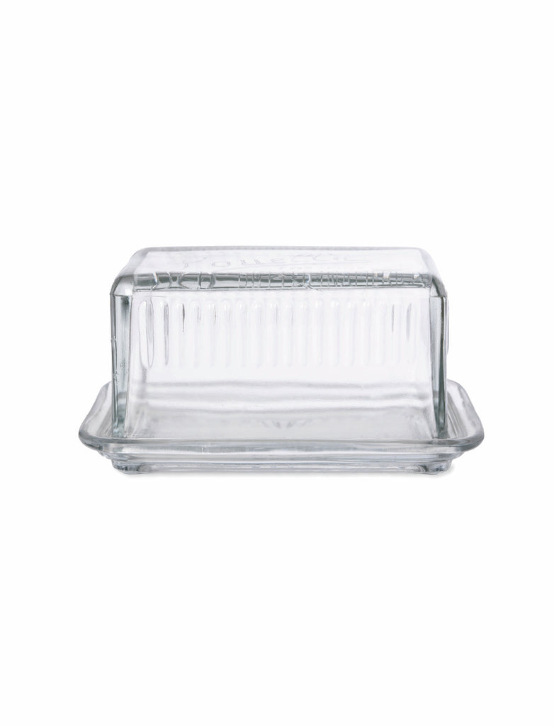 Greige Classic Glass Butter Dish