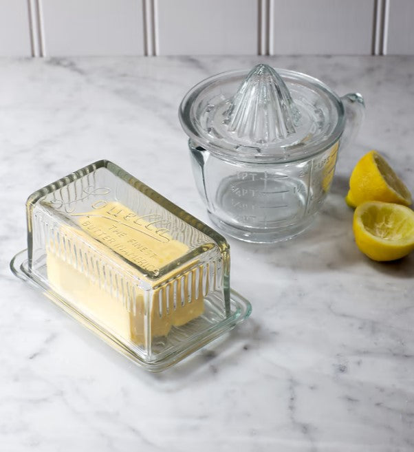 Greige Classic Glass Butter Dish