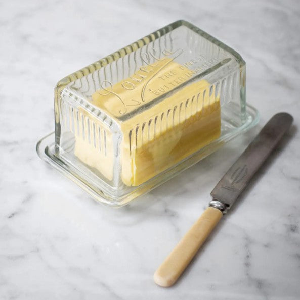 greige Classic Glass Butter Dish