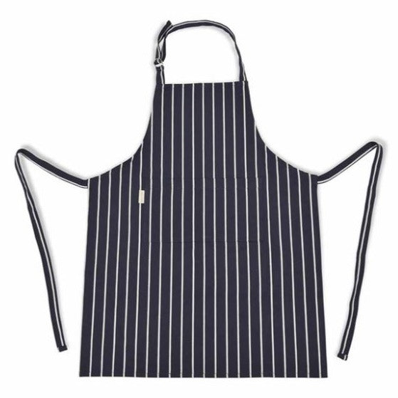Greige Classic Navy Stripe Cotton Apron