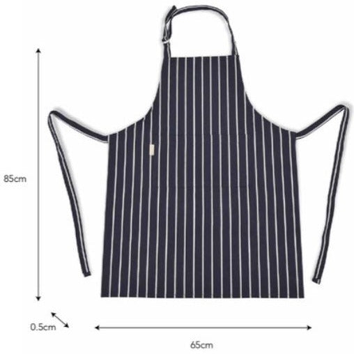 Greige Classic Navy Stripe Cotton Apron
