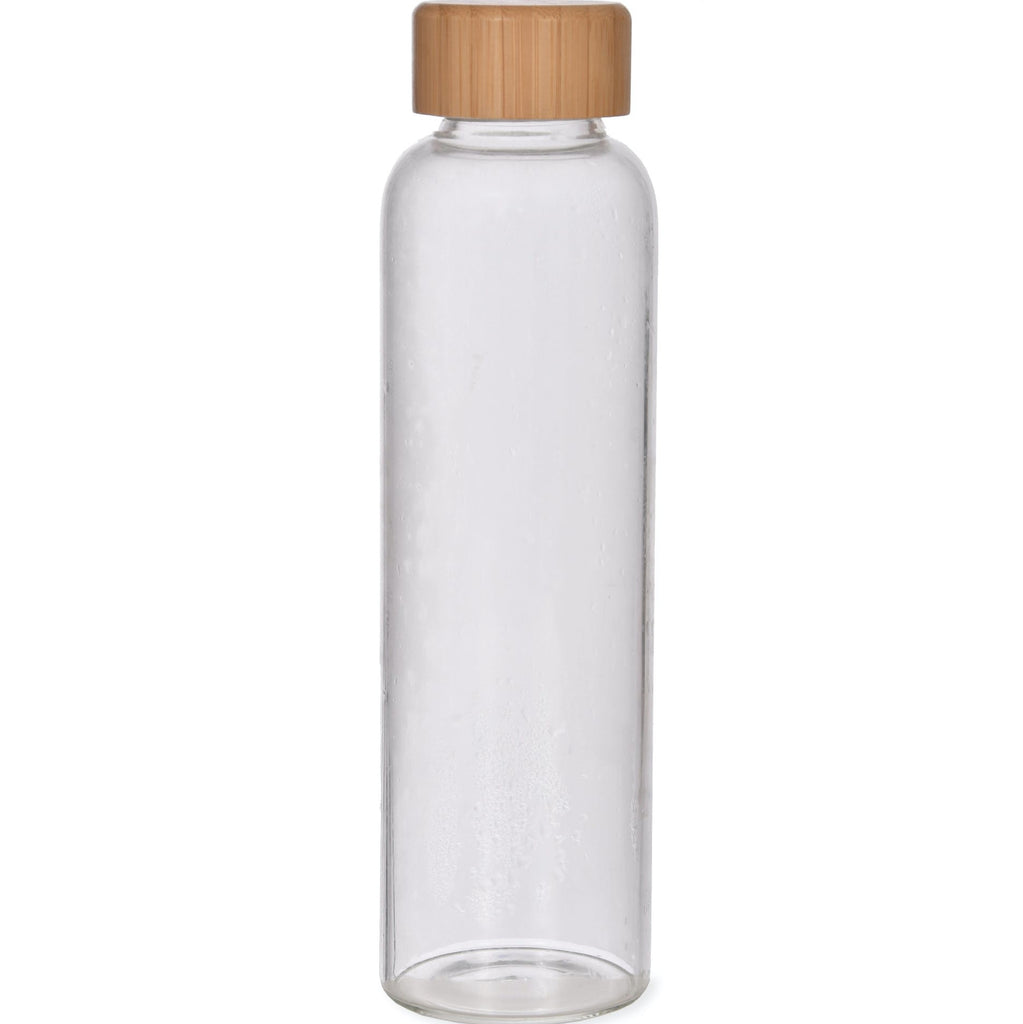 Greige Clear Glass Bottle With Bamboo Lid