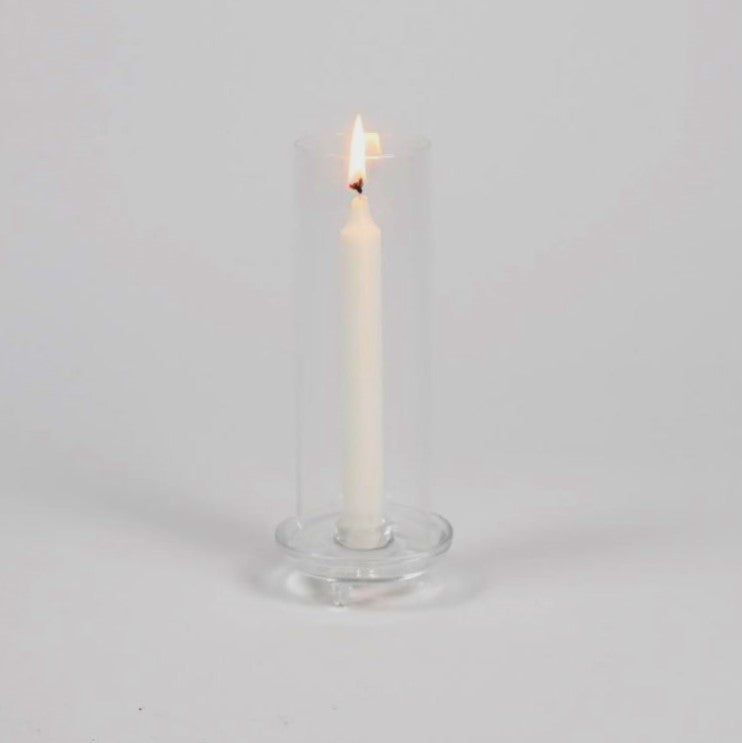 greige Clear Glass Cylinder Candle Holder Stand