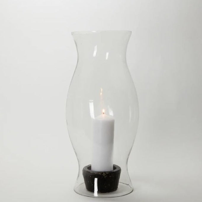 Greige Clear Glass Storm Lantern - Three Sizes