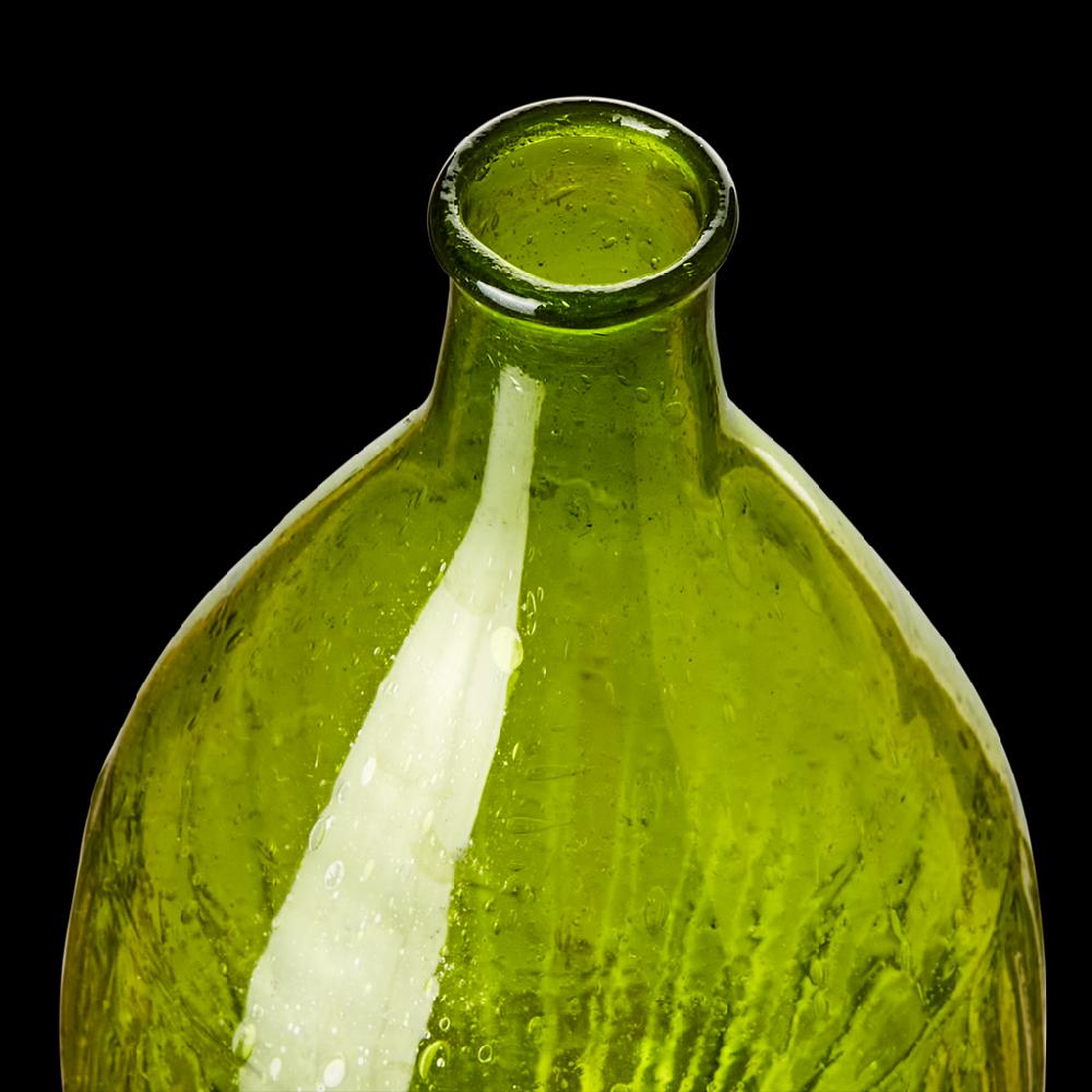 Greige Colourful Recycled Glass Vase - Green