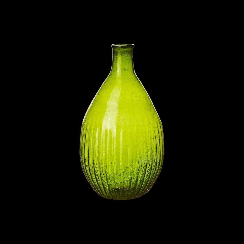 greige Colourful Recycled Glass Vase - Green