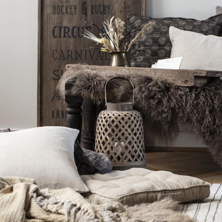 Greige Cotton Floor Cushion - Sand Or Sahara