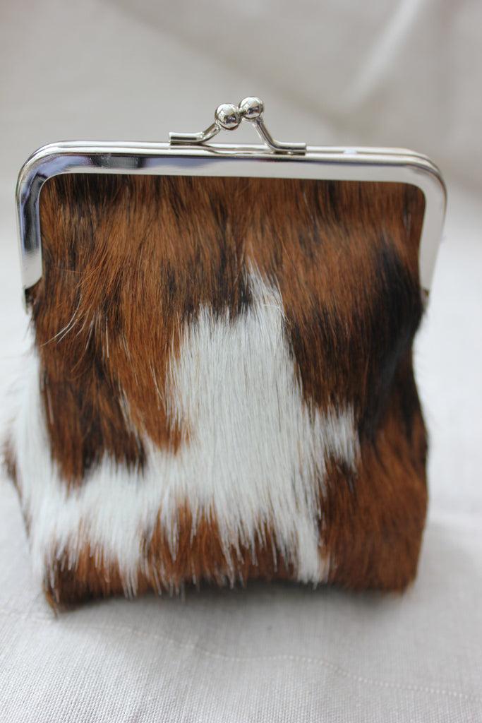 Greige Cow Hide Coin Purse