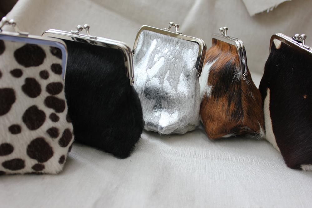 greige Cow Hide Coin Purse