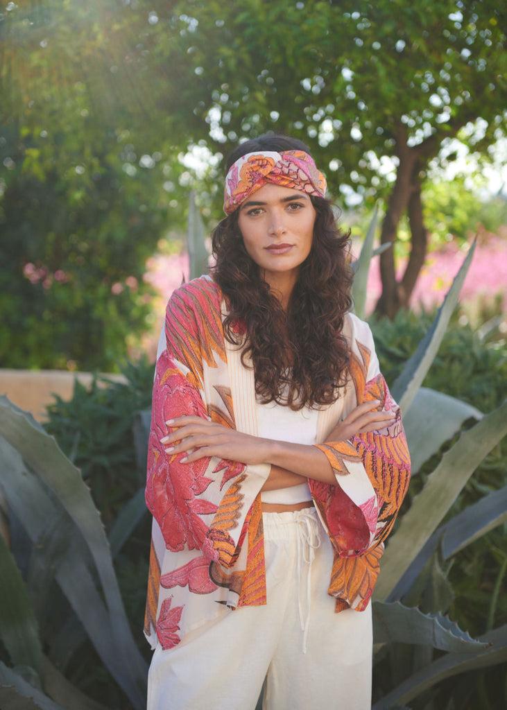 Greige Crane Ecru Kimono - One Hundred Stars