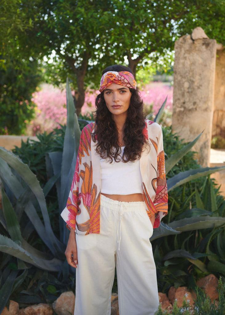 Greige Crane Ecru Kimono - One Hundred Stars