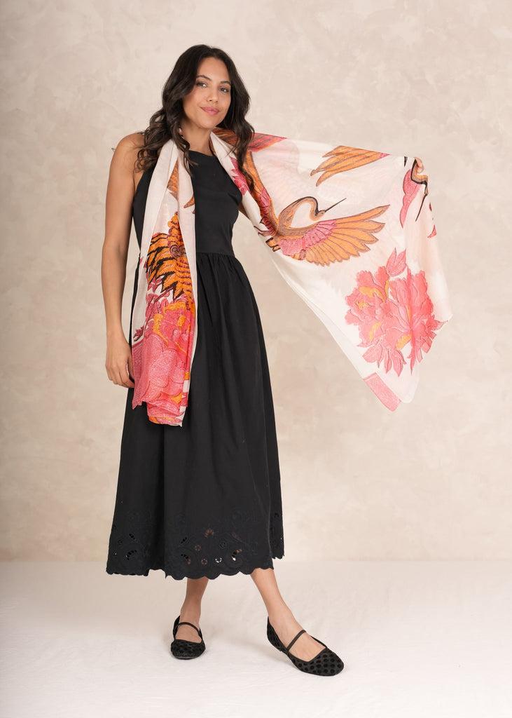 Greige Crane Ecru Scarf - One Hundred Stars