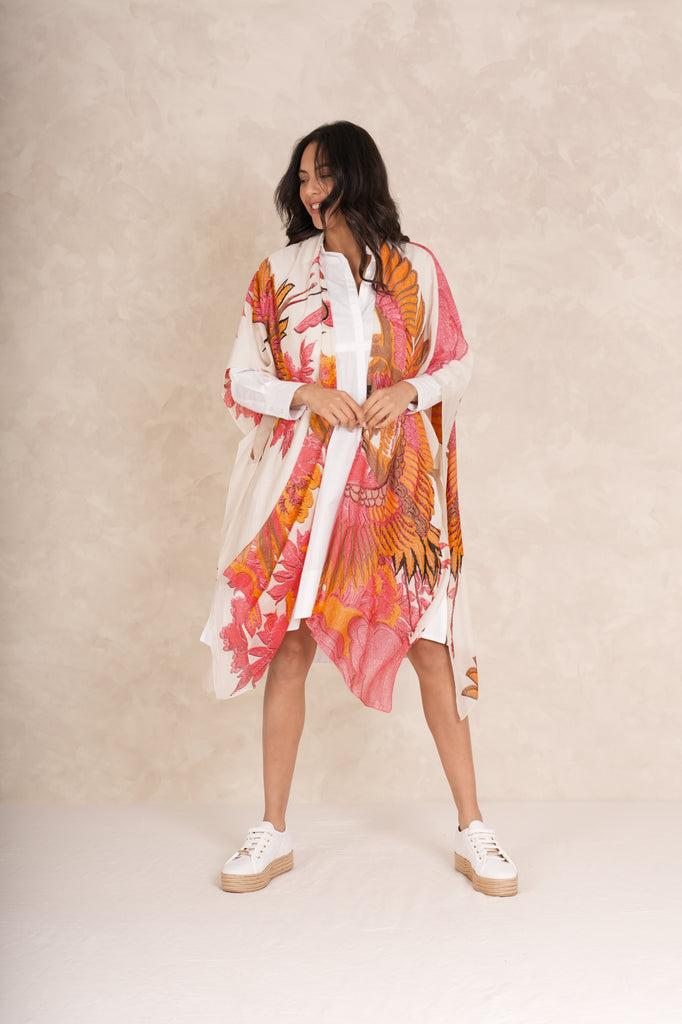 Greige Crane Ecru Throwover - One Hundred Stars