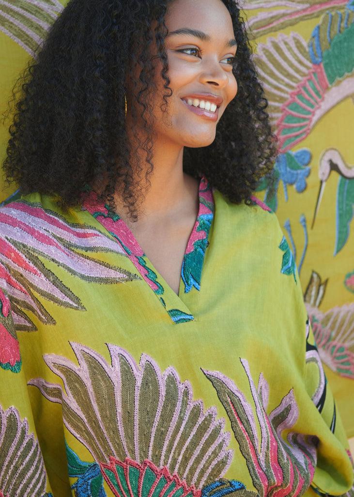 Greige Crane Olive Raglan Dress - One Hundred Stars