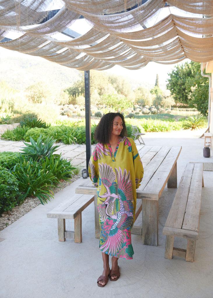 Greige Crane Olive Raglan Dress - One Hundred Stars