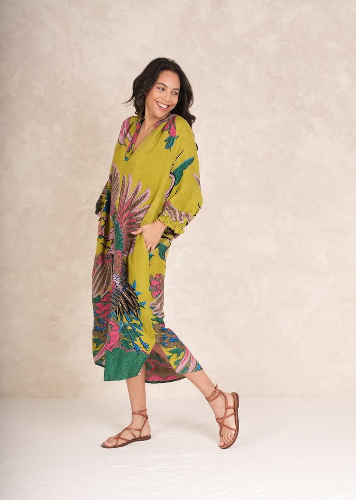 Greige Crane Olive Raglan Dress - One Hundred Stars