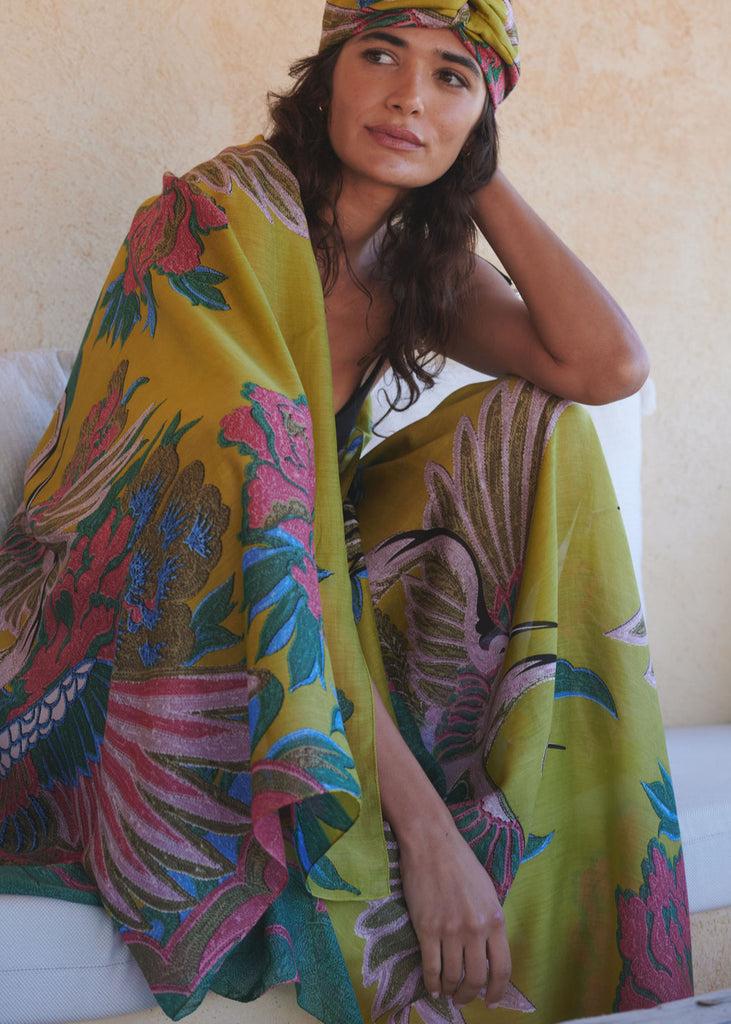 greige Crane Olive Scarf - One Hundred Stars