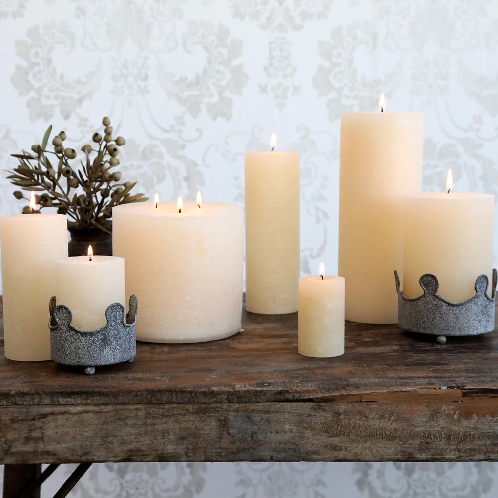 Greige Cream Rustic Pillar Candles