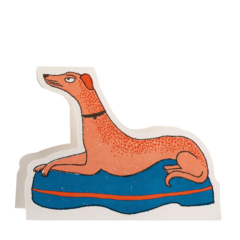 Greige Crossed Paw Dog Letterpress Card - Single