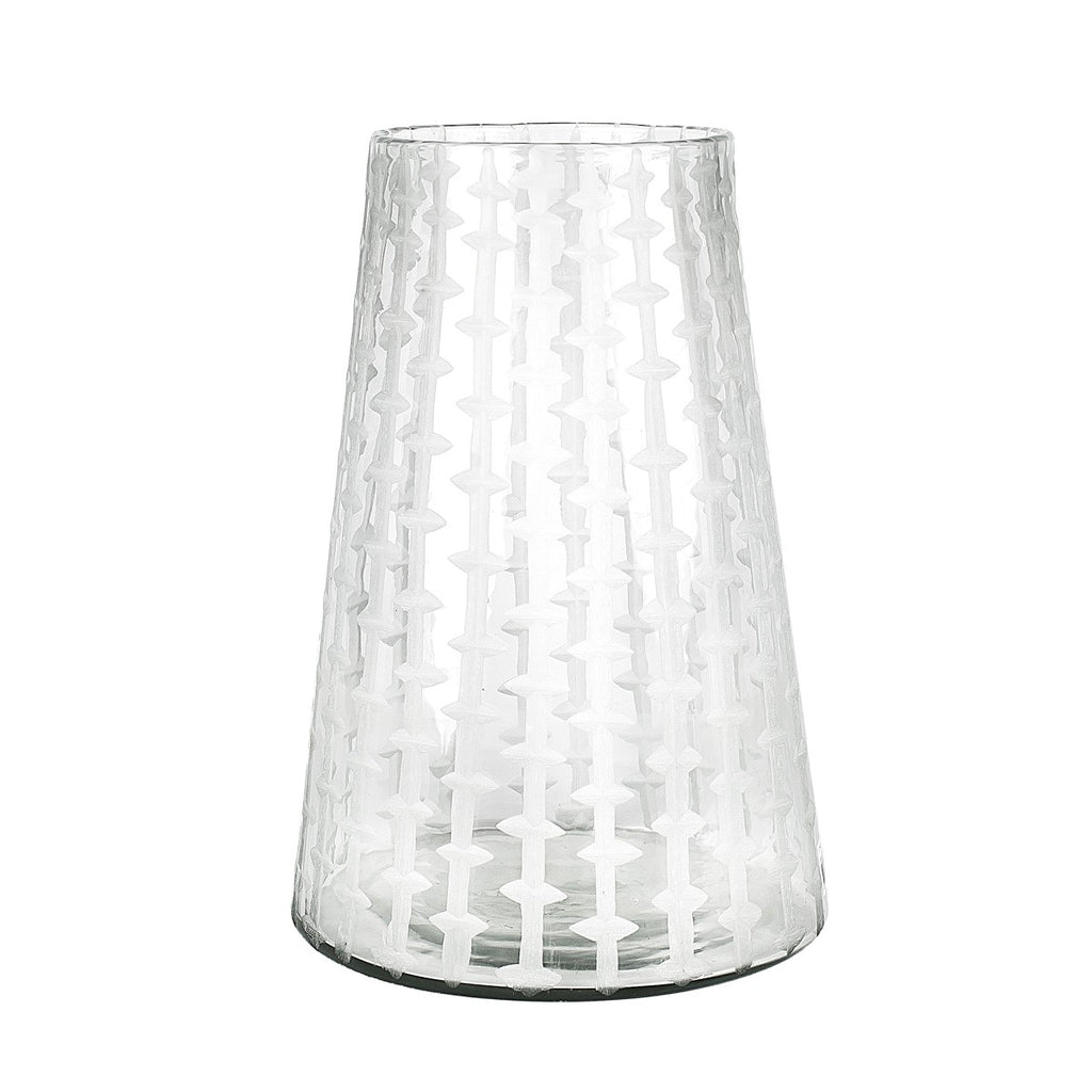 Greige Cut Glass Hurricane Or Vase