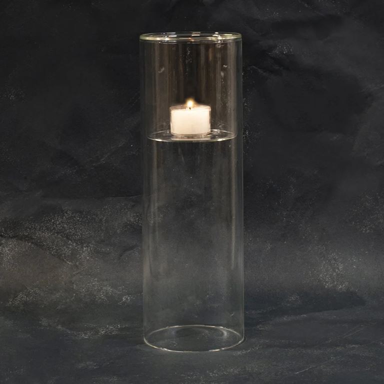 Greige Cylindrical Glass Candle Or Tealight Holder