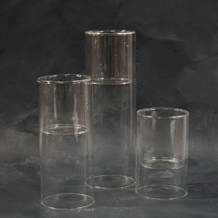 Greige Cylindrical Glass Candle Or Tealight Holder