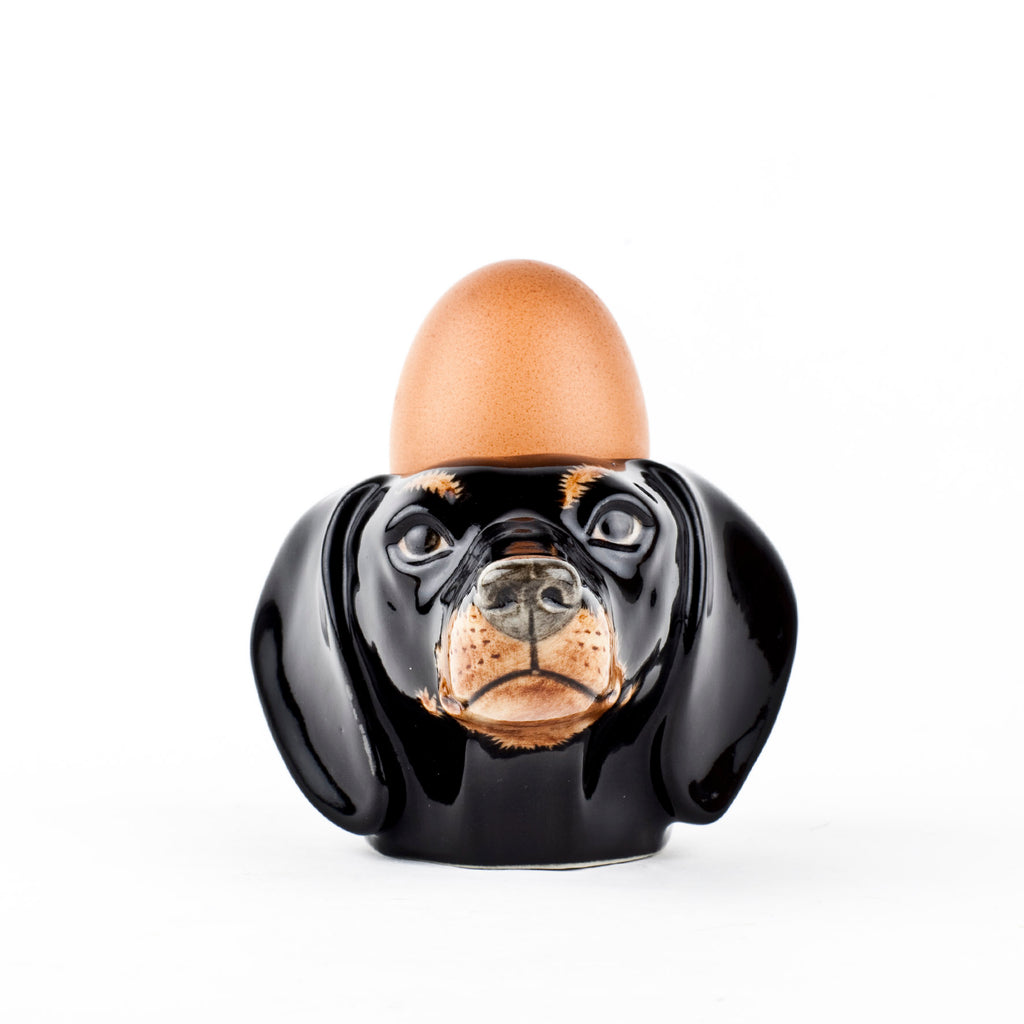 greige Dachshund Face Egg Cup
