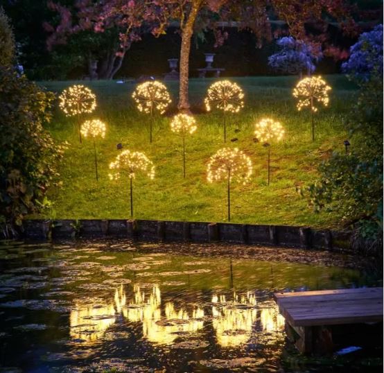 greige Dandelion Solar LED Outdoor Stake Light