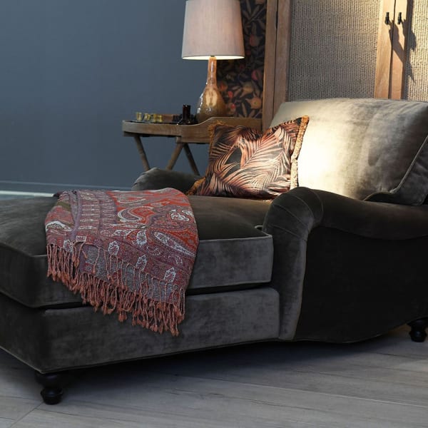 Greige Dark Mink Velvet Chaise Longue