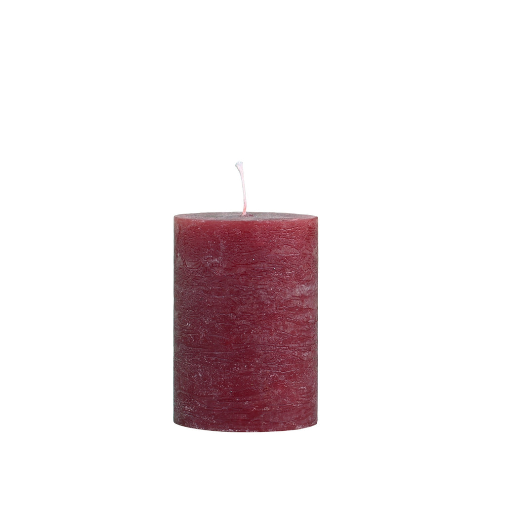 Greige Dark Red Rustic Pillar Candles
