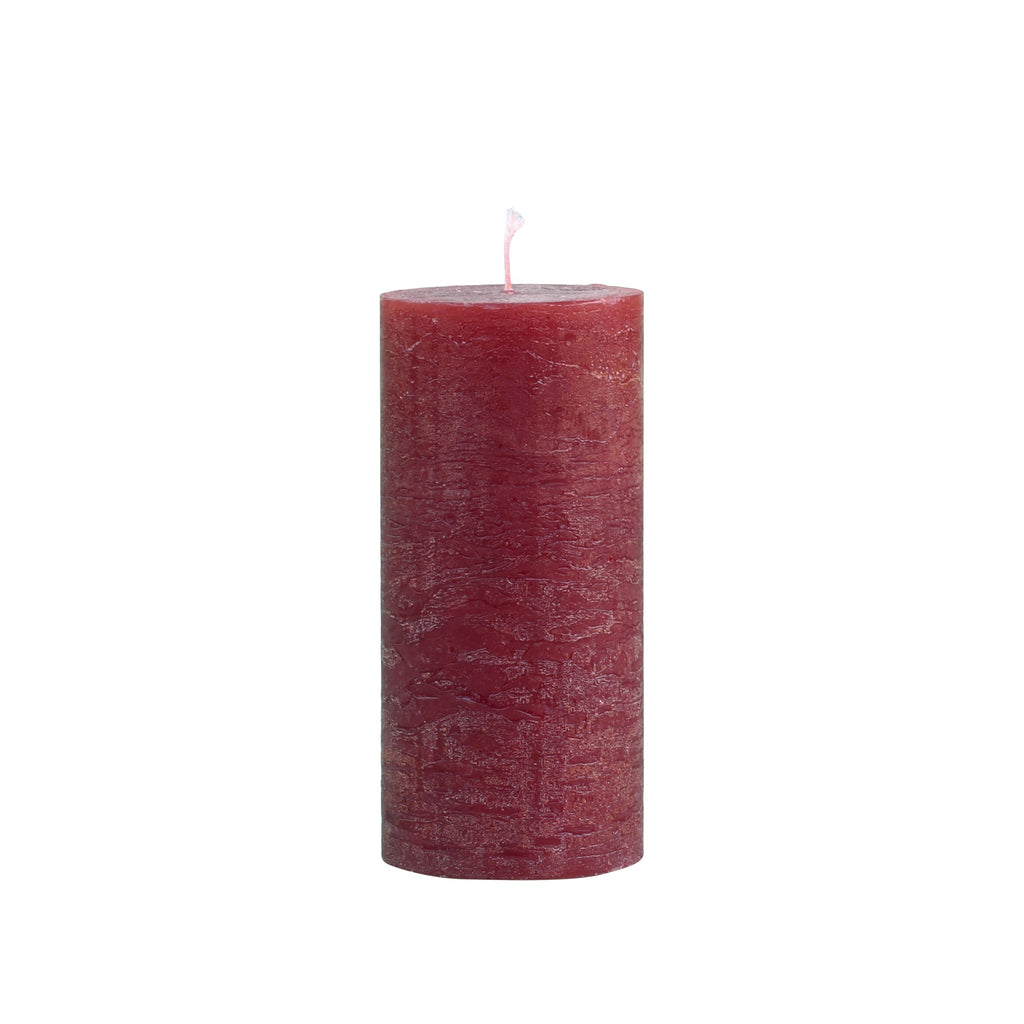 Greige Dark Red Rustic Pillar Candles