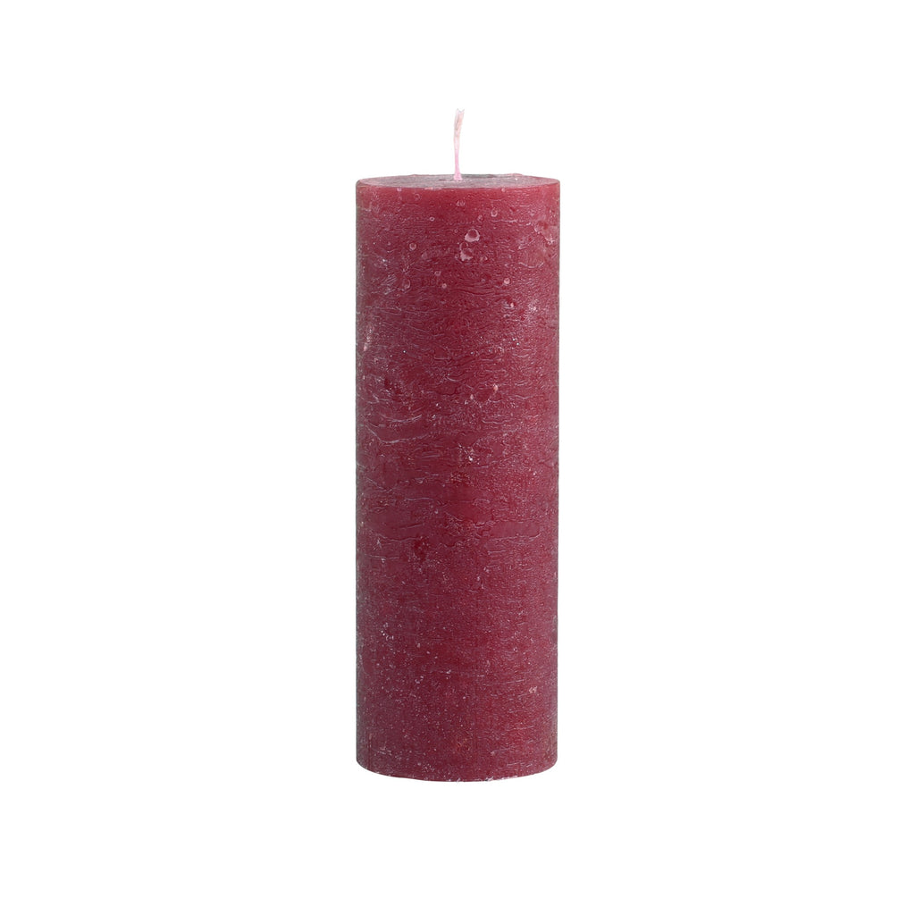 Greige Dark Red Rustic Pillar Candles