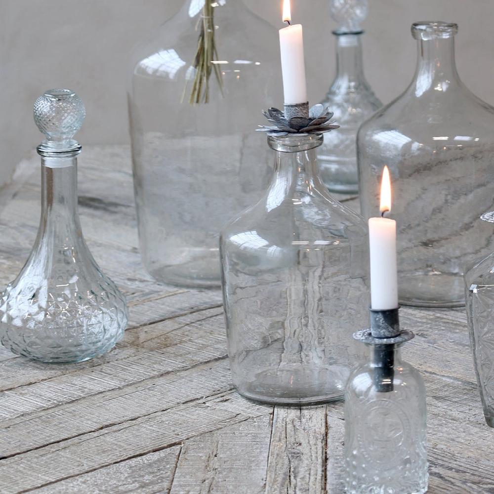 Greige Decorative Antique Zinc Bottle Candleholder