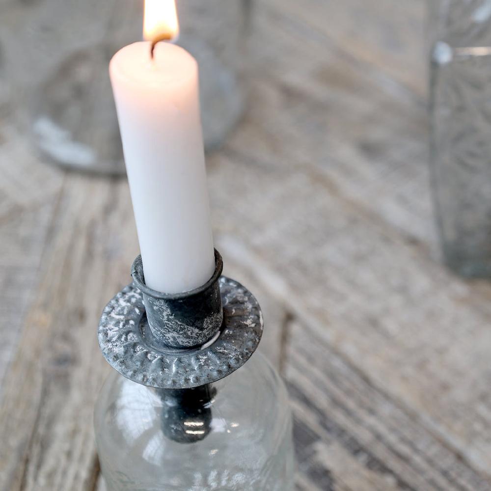 Greige Decorative Antique Zinc Bottle Candleholder