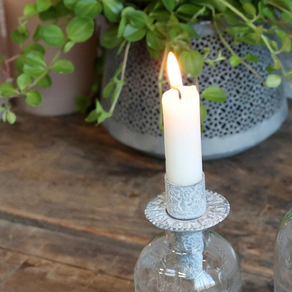 greige Decorative Antique Zinc Bottle Candleholder