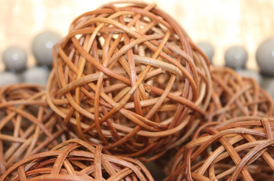 greige Decorative Rattan Balls